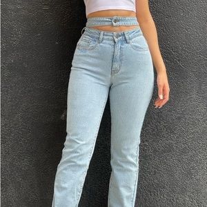 High waisted cut out jeans